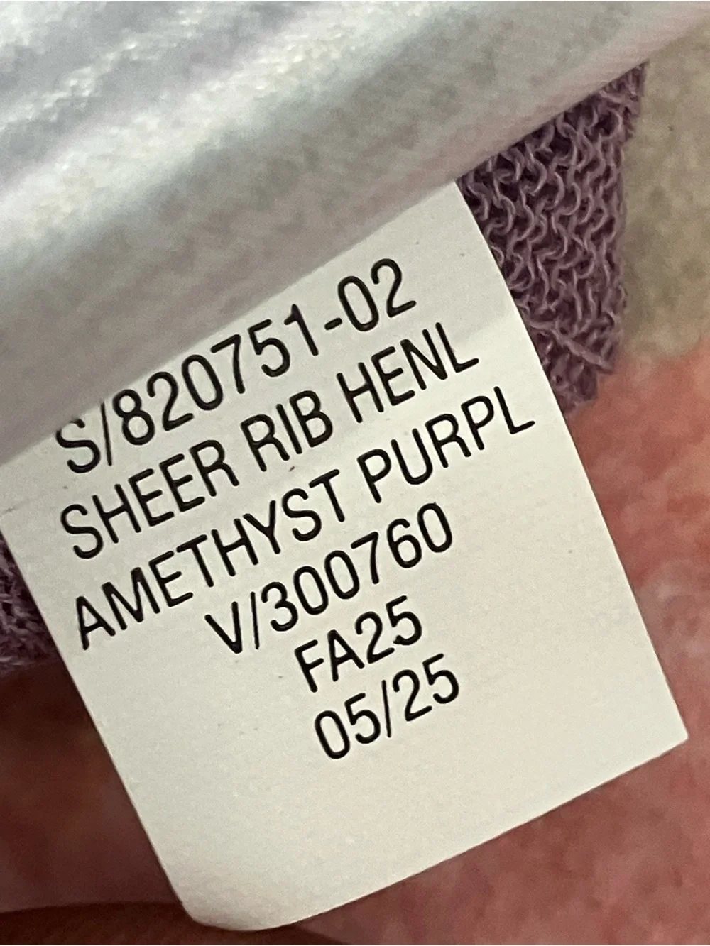 GAP Ribbed Henley Long Sleeve Top in amethyst purple sheer
